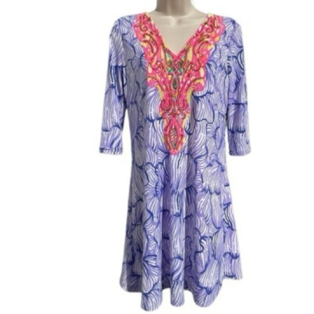 Lilly Pulitzer Bordeaux Tunic Dress Blue Beaded